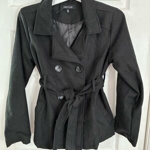 New Look Charcoal Double-Breasted Trench Coat